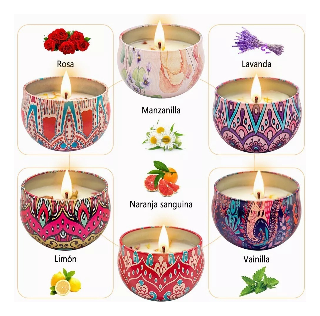 SET 6 VELAS AROMATERAPIA CERA DE SOJA